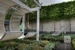 Aralia, RHS Chelsea Flower Show 2012, Contemporary Gardens, Roof Terraces, Urban Garden, Show Garden, Commercial Garden, Shaped Chairs, Pleached-Trees, Award winning